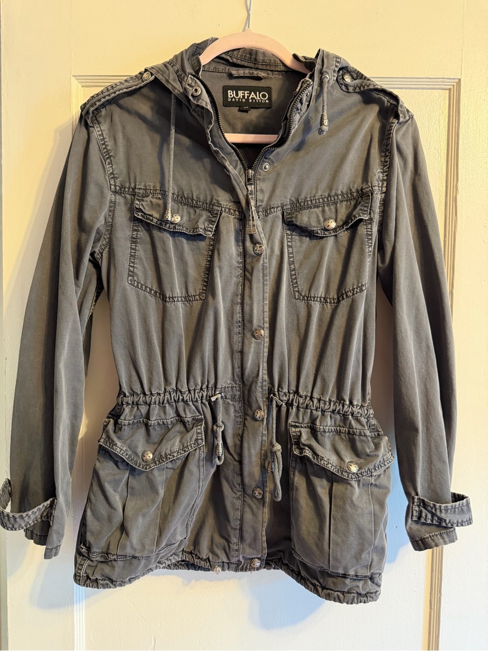 Buffalo David Bitton Gray Hooded Utility Jacket